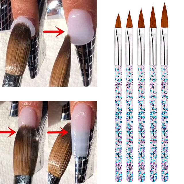 5pcs New Glitter Handle Nail Art Brush For Acrylic Powder Brushes For Manicure  Acrylic Nails Round Nail Art Brush Nail Brush Hot - Nail Brushes -  AliExpress
